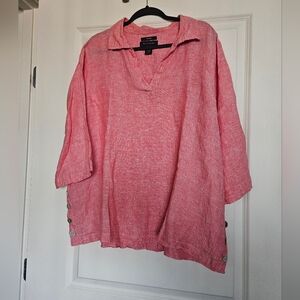 Tahari Coral Linen Top